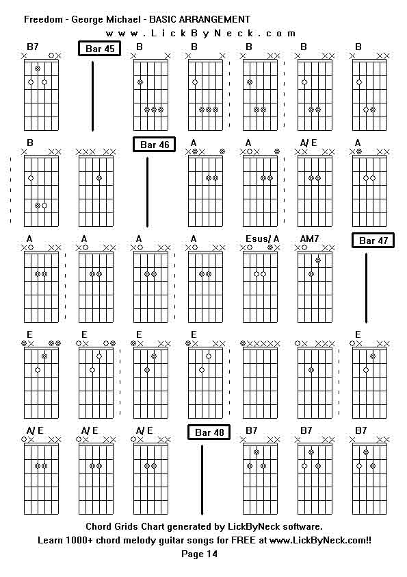 Chord Grids Chart of chord melody fingerstyle guitar song-Freedom - George Michael - BASIC ARRANGEMENT,generated by LickByNeck software.